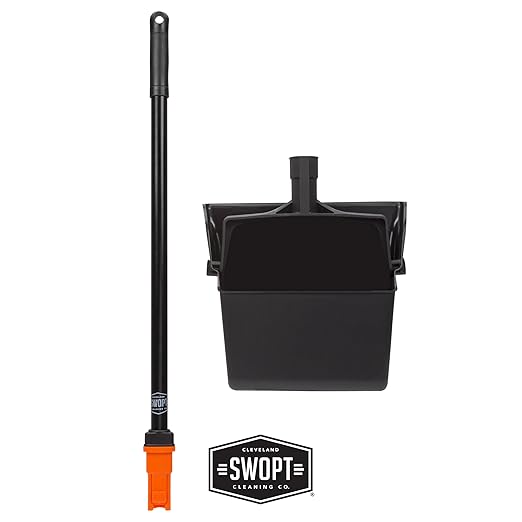 SWOPT 12” Upright Dustpan, Standard Combo – Ergonomic Design Eliminates Need to Bend While Cleaning – Interchangeable with All SWOPT Cleaning Products