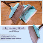Broom and Dustpan Set Lightweight Upright Lobby Broom and Dust Pan Combo with Long Handle Outdoor Indoor for Home Kitchen Room Office (Blue)