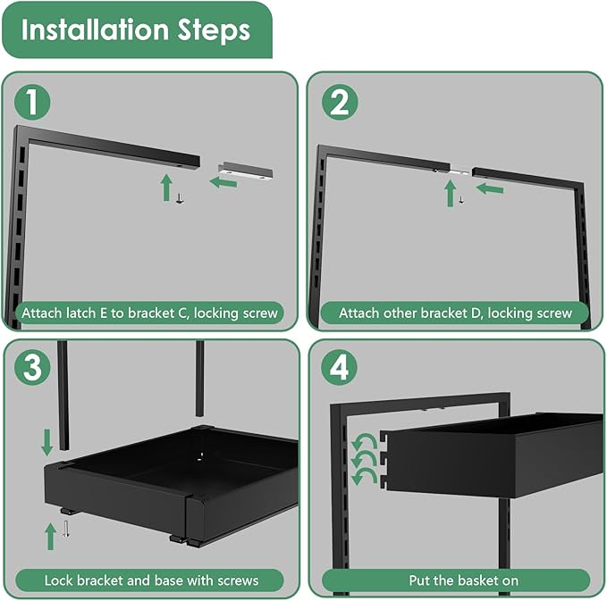 REALINN Expandable Under Sink Organizers and Storage, 2 Tier Under Cabinet Organizer, Heights Adjustable Pull Out Rack for Kitchen Bathroom Laundry, Black, 2 Pack