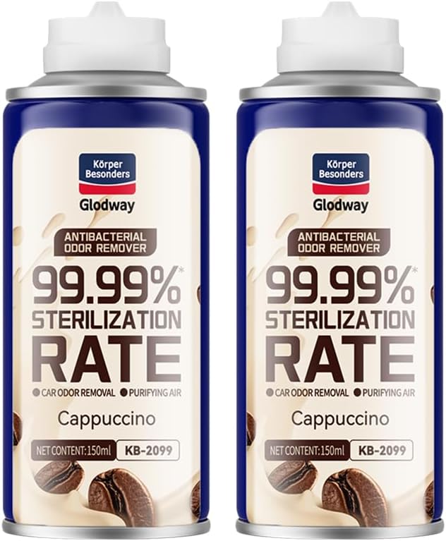 Glodway Air Refresher,Odor Eliminator Remover Spray,Odor Remover,Cappuccino,Long-Lasting Scent For Home,Couch,Mattress,Furniture, bathroom,Fabrics & Trash,6 Ounce,2 pack