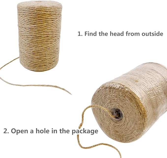 SMART&CASUAL 800 Ft Natural Jute Twine String Thin Ribbon Hemp Twine for Craft Plant Gift Wrapping Christmas Handmade Arts Decoration Packing String Home Decor (800 Ft (244M))