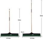 Eyliden Heavy Duty Push Broom 24" - Garage Sweeper Shop Brooms with 66" Long Handle, Outdoor Stiff Bristles Concrete Push Broom for Sidewalk Driveway Yard Patio Deck Warehouse Sweeping, Sweep Snow
