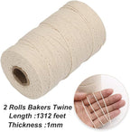 Vivifying Butchers Twine, 2pcs x 656 Feet Food Safe Cotton Bakers Twine String for Tying Meat, Making Sausage, Trussing Turkey, Roasting, Cooking and Packing(Beige)