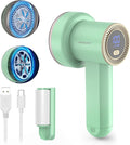 Fabric Shaver Fuzz Remover Rechargeable, HOMEASY Electric Lint Remover Shaver with 3 Blades & LED Digital Display, Sweater Couch Fabric Pill Shaver for Sweater, Couch, Furniture