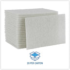 Boardwalk 198 Light Duty Scour Pad, White, 6 X 9, 20/carton