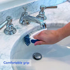 Unger Multi-Purpose Counter and Fixture Scrub Brush, Non-Slip Small Household Cleaning Supplies, Removes Dirt and Grime from Bathroom Sinks, Kitchen Countertops, and Faucets