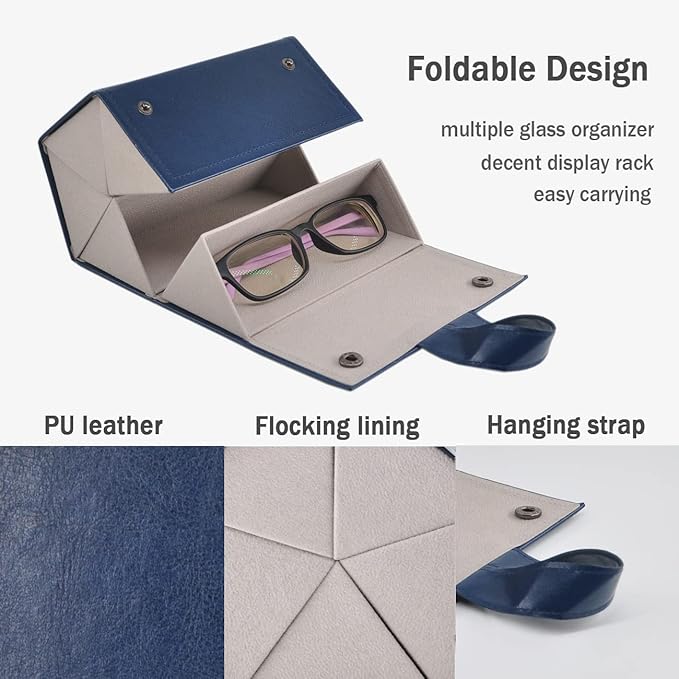 Kenpal Sunglasses Storage Organizer Holder Foldable Travel Case with 5 Slot Compartments for Multiple Glasses