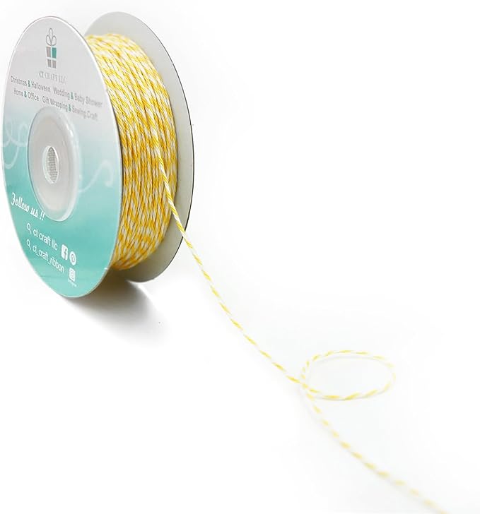 CT CRAFT LLC Bakers Twine String, for Home Decor, Gift Wrapping, DIY Crafts, 1 mm x 100 Yards x 1 Rolls, Yellow