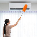 Tanlade 12 Pcs Microfiber Feather Duster for Cleaning 13-31 Inch Extendable Cobweb Dusters Ceiling Fan Duster Washable Bendable Tool for Office Car Window Furniture (Orange)