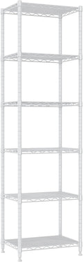 REGILLER 6 Wire Shelving Steel Storage Rack Adjustable Unit Shelves for Laundry Bathroom Kitchen Pantry Closet (16.7L x 11.9W x 64H, White)