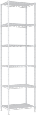 REGILLER 6 Wire Shelving Steel Storage Rack Adjustable Unit Shelves for Laundry Bathroom Kitchen Pantry Closet (16.7L x 11.9W x 64H, White)