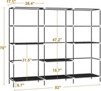 MOGELAFOO 83" Closet Wardrobe, Portable Closet for Bedroom, Freestanding Clothes Rack with Non-Woven Fabric Cover, 5 Hanging Rods, 6 Storage Shelves, Clothes Storage Organizer, Black