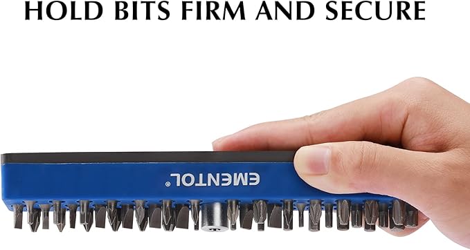 EMENTOL 1/4" Magnetic Bits Holder - Blue, 43PCS Hole, Bit Organizer with Strong Magnetic, Magnetic Bits Organizer