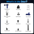 Mini Vacuum Cleaner, 15000PA Car Vacuum Cleaner Portable Cordless with LED Light, 4 in 1 Air Duster and Handheld Small Vacuum Rechargeable for Car, Home, Office, Pet（Blue）