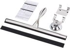 12 Inch Squeegee for Shower, Shower Squeegee with Suction Cup Hooks, for Glass Door Marble Mirror Bathroom, Chrome Plated Stainless Steel Deluxe Car Window Home Kitchen Tile Scraper