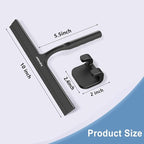 Household Squeegee for Shower Glass Doors, All-Purpose Squeegee with Adhesive Hook, Bathroom Cleaner Tool for Glass Door, Tile Wall, 10 inch, Black