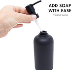 Matte Black Soap Dispenser for Bathroom, 15oz Round Rustproof Liquid Hand Dish Soap Dispenser Pump for Kitchen Sink, Countertop, and Bathroom