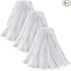 Matthew Cleaning Looped-Open Disposable Industrial Wet Mop Head 1.25'' Universal Headband Non-Woven Commercial Replacement for Indoor & Outdoor Use, Floor Cleaning String Mop Refill 3 Pack