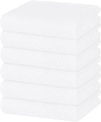 Homaxy 100% Cotton Waffle Weave Kitchen Dish Towels, Ultra Soft Absorbent Quick Drying Cleaning Towel, 13 x 28 Inches, 6-Pack, White