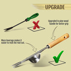 Betus Manual Hand Weeder - Bend-Proof Leverage Base for Super Easy Weed Removal & Deeper Digging - Sturdy Chrome Plated Steel - Compact Dandelion Weed Puller Tool for Yard Lawn and Farm