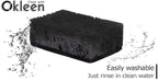 Black Multi Use Scrub Sponges. Made in Europe. 18 Pack, 4.3x2.8x1.4 inches. Heavy Duty Fiber. Odorless Durable Scrubber for Kitchen and Household Cleaning