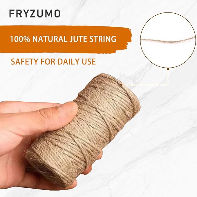 Natural Jute Twine String 1mm 600 Feet – Thin Twine for Crafts & Gift Wrapping, Bakers Twine, Craft String for Hanging Decorations, String for Crafts & DIY