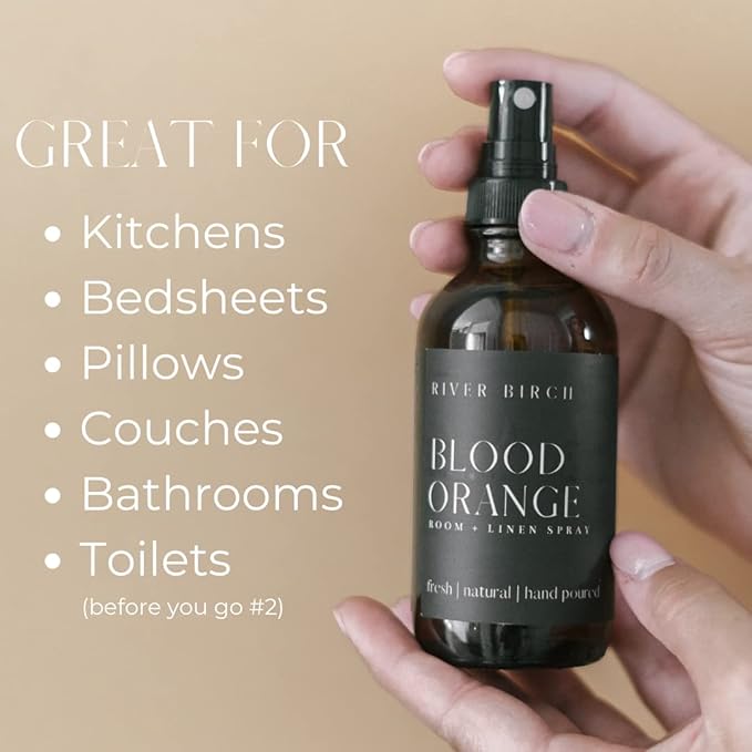 River Birch Blood Orange Linen and Room Spray | Home Fragrance | 4 oz Glass Amber Bottle | Luxury Signature Scent | Handmade in Texas