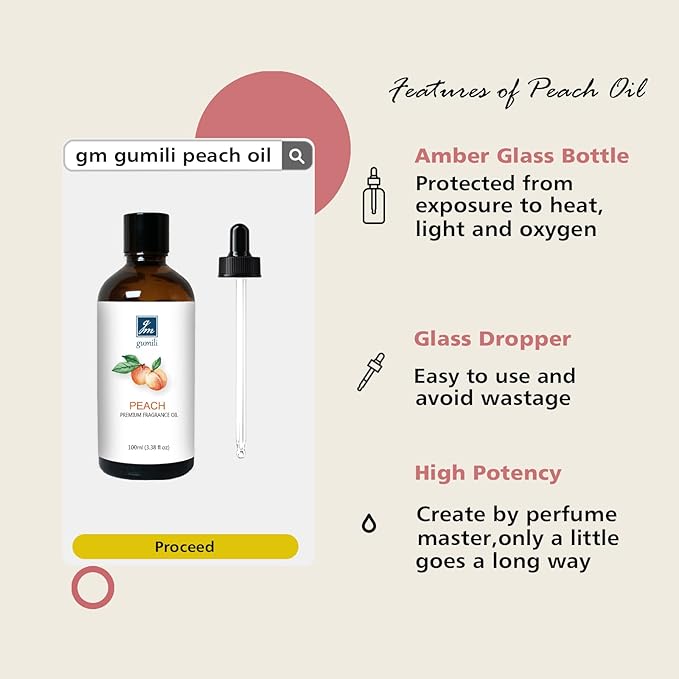 Premium Peach Fragrance Oil 100ml - Exquisite Aroma Blend for Aromatherapy, Diffusers, Home Fragrance