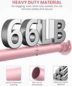 Supforce Closet Rods for Hanging Clothes, 17 to 54 Inches Stepless Adjustable Metal Closet Rod, 1.3 Inches Heavy Duty Clothes Hanging Rod for Closet Wardrobes Laundry RV, Pink
