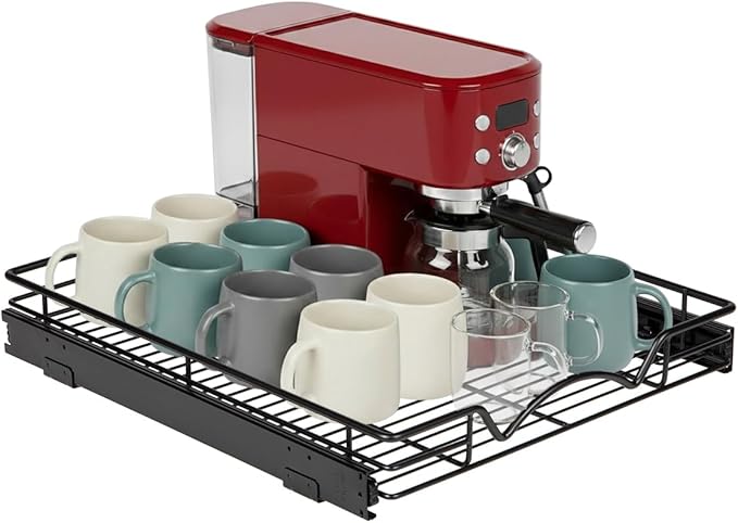 HOLDN’ STORAGE Pull Out Cabinet Organizer, Heavy Duty Caddy w/Lifetime Limited Warranty -17”W x 21”D - Requires At Least 18-1/4” Cabinet Opening, Steel Metal Cabinet Drawers Slide Out, Black