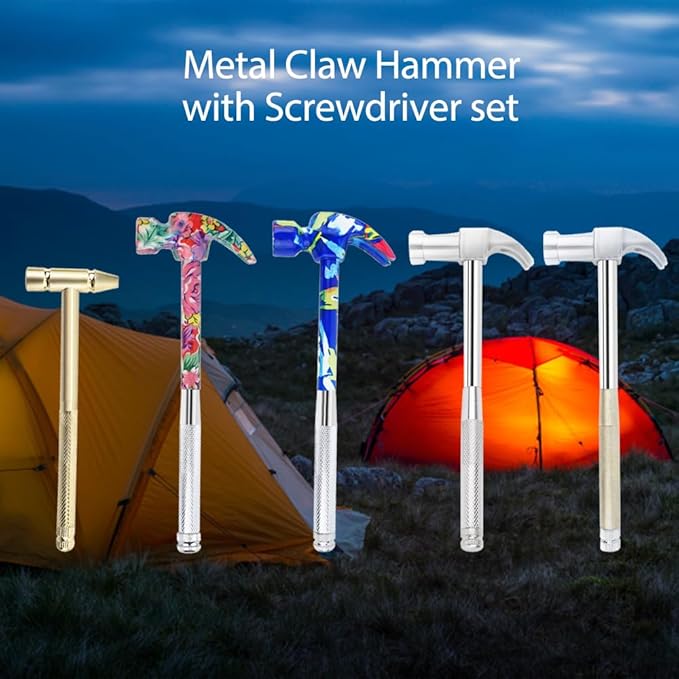 6-in-1 Multifunctional Flower Hammer with Screwdriver Tool Set, Anti-Corrosion and Anti-Rust with Slotted and Nut Driver Garden Tools Nail Puller & Claw Mac, Thanksgiving Christmas Gift(blue)