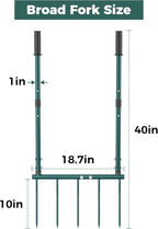 Broadfork Garden Tool, Pitch Fork 5 Tines Hand Tiller, Garden Fork with Ergonomic U-Shaped Design, Pitchfork for Gardening, Cultivating, Aerate Clay Soil for Farm