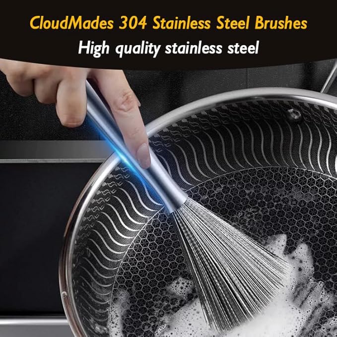 304 Stainless Steel Brushes, Instead of Traditional Steel Wool Scrubber, Metal Scrubber, Suitable for Removing Stubborn Messes from Cast Iron, Pots, Pans, Grill, Stoves, Gifts for mom (2PCS)