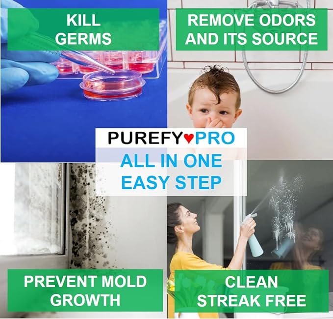 Purefypro Disinfectant Spray (1.7oz, 6 Pack) - No Rinse. No Residue. Kills 99.9999% Norovirus, HIV, Hepatitis, Flu, Monkeypox Virus, and Fungi, MRSA VRE, Drug Resistant Germs. (On The Go)