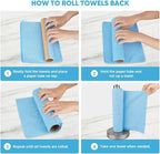 AIDEA Microfiber Cleaning Cloth Roll, Blue Shop Towels 55 Sheets Washable, Microfiber Towels for Cars, Blue Rags Reusable Paper Towel for Automotive, Workshop, House, Kitchen, Cleaning Supplies11×9"