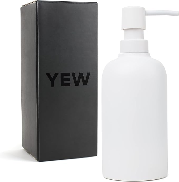 Matte White Soap Dispenser for Bathroom, 15oz Round Rustproof Liquid Hand Dish Soap Dispenser Pump for Kitchen Sink, Countertop, and Bathroom