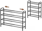 Gonfoam 4-Tier Expandable Shoe Rack,Adjustable Shoe Shelf Storage Organizer Heavy Duty Metal Free Standing Shoe Rack for Entryway Closet Doorway (Black)