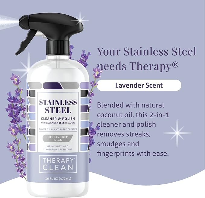 Therapy Stainless Steel Cleaner Bulk Refill - 64 oz. - Streak-Free, Removes Fingerprints and Water Marks from Appliances and Grills