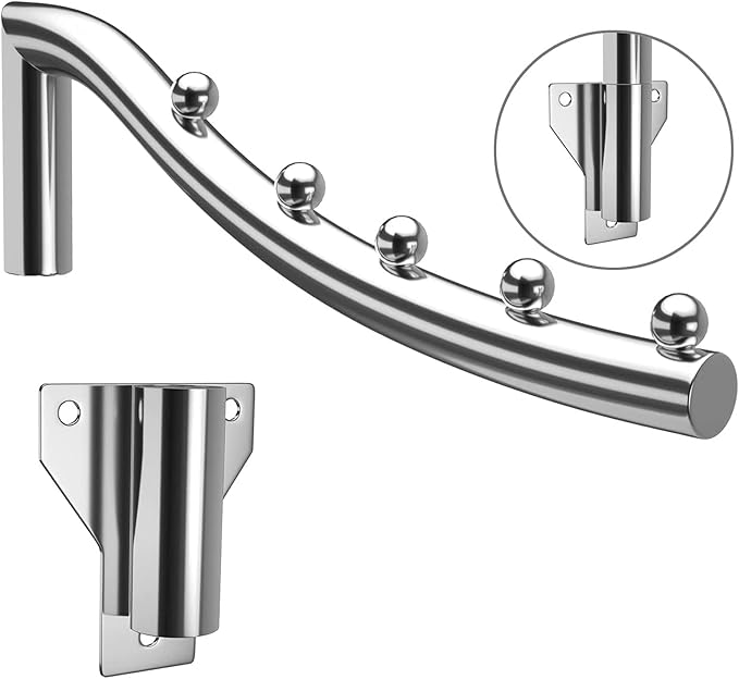 Folding Wall Mounted Clothes Rack, Wall Clothes Hanger Detachable Sturdy Swing Arm Coat Hanger Stainless Steel Clothes Hook Closet Rod Clothing Holder Drying Racks for Bathrooms Laundry Room, 2 Pack