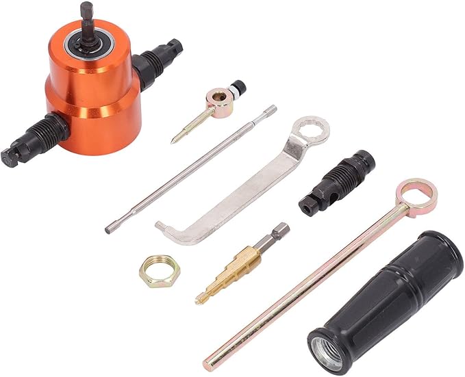 360° Double Head Cutter Sheet Metal Cutting Drilling Tool Nibbler Electric Attachment YT160AS for Auto and Home Repairs