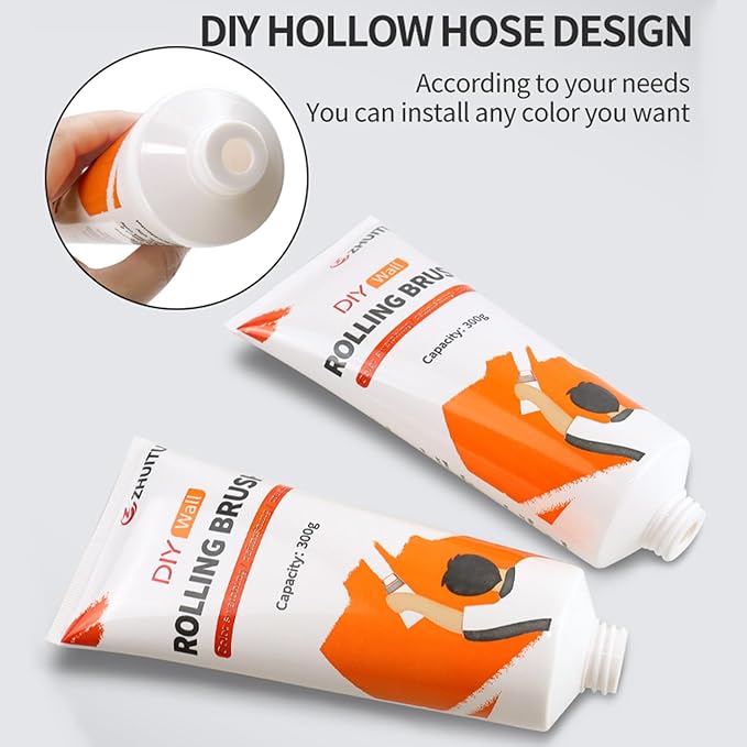 Small Roller Brush Wall Repair Tool Refillable Paint Roller Brush for Emulsion 2-in-1 Wall Roller Brush Set Tool Wall DIY Creation Removing Wall Stains Eco-Friendly Latex Paint Repair Kit for Walls