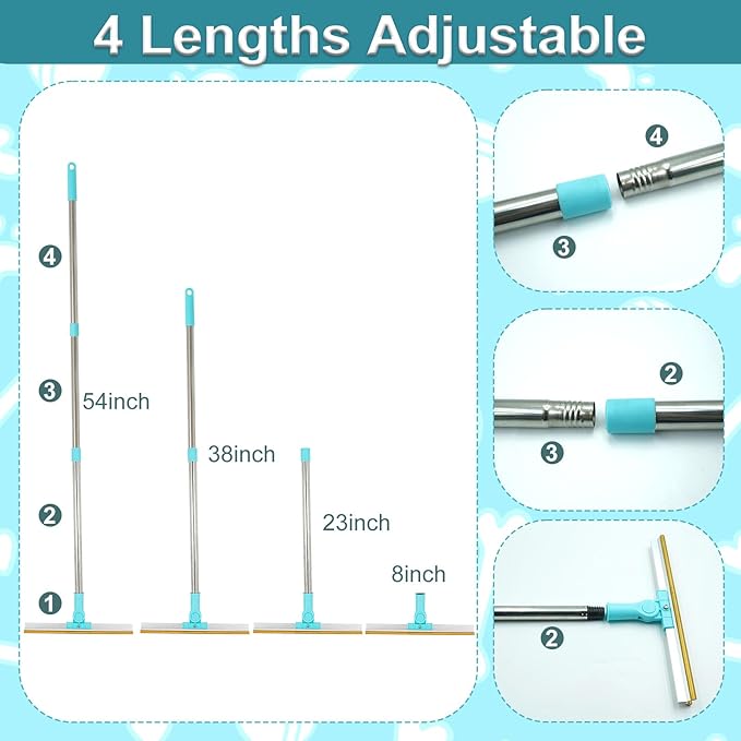 Pet Hair Remover for Carpets with 3 Lengths Adjustable Handle (23-54") - Stand-Up Tool to Remove Matted Dog & Cat Hair from Deep Pile Rugs, Stairs, Under Furniture