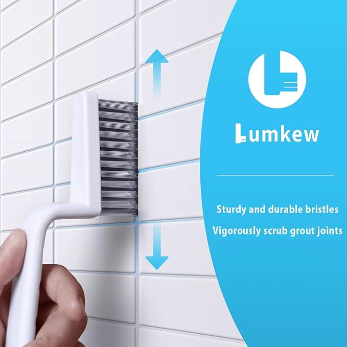 Grout Cleaner Brush V Shape, Stiff Grout Cleaning Brushes for Tile Floor, Handheld Grout Scrub Brush Set for Shower, Bathroom, Kitchen, Household Use,2 pcs