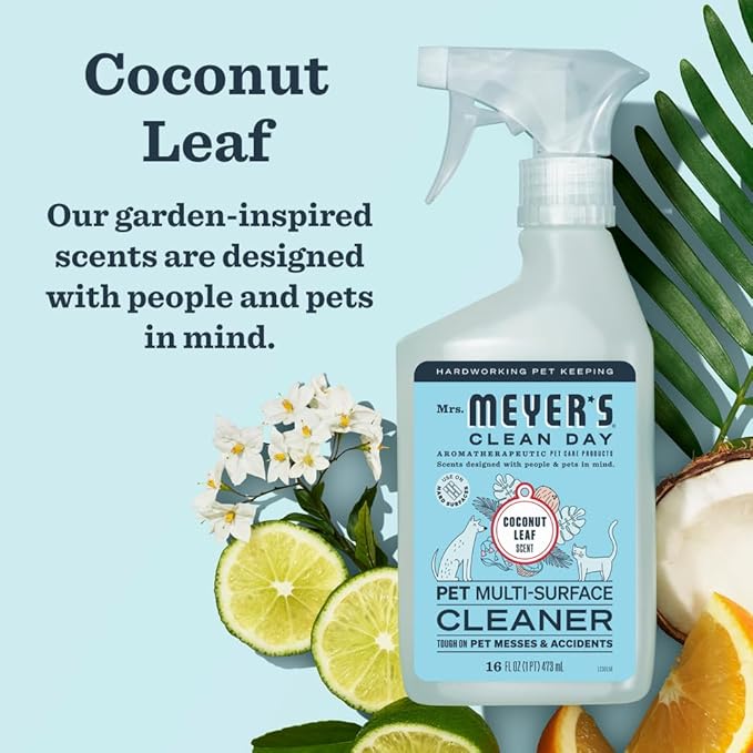 Mrs. MEYER'S CLEAN DAY Pet Multi-Surface Cleaner, Coconut Leaf Scent, 16oz