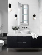 Krugg Medicine Cabinet | Recess or Surface Mount | Blum Hinge 170 Degree Soft Close|(12"x36")