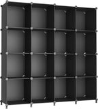 AWTATOS Cube Storage Organizer, 16 Cube Closet Organizer, Stackable Storage Cube Shelves, DIY Portable Closet Clothes Organizer Shelving for Bedroom, Closet, Wardrobe, Bathroom, Black