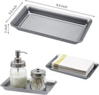 Vintage Farmhouse Decor Metal Vanity Tray (1 Pack),Countertop Guest Hand Towel Storage Organizer Tray Dispenser, Sturdy Holder for Perfume, Cosmetics, Jewelry, Makeup Bathroom Organizer (Silver)