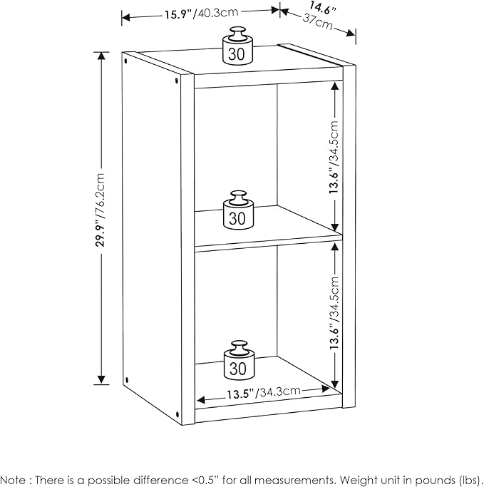 Furinno Cubicle Open Back Decorative Cube Storage Organizer, 2-Cube, Amber Pine