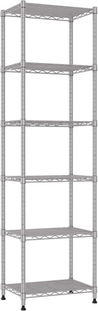 REGILLER 6 Wire Shelving Steel Storage Rack Adjustable Unit Shelves for Laundry Bathroom Kitchen Pantry Closet (16.7L x 11.9W x 64H, Silver)