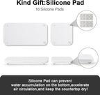 Water Absorbing Stone Tray for Sink | Quick Drying Diatomaceous Earth Coasters | Soap Dish Holder & Toothbrush Holder for Bathroom Counter | Hand Soap & Plant & Toiletries | White 4-Pack